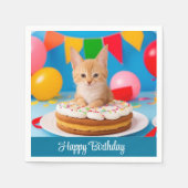 Serviette En Papier Chat d'anniversaire (Devant)