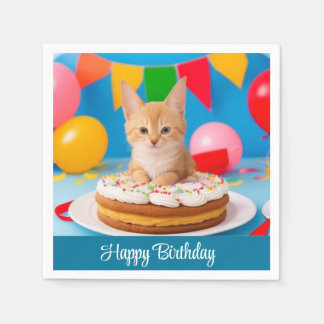 Serviette En Papier Chat d'anniversaire