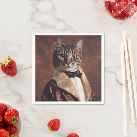 Serviette En Papier Chat dans la veste à fumer (En situation)