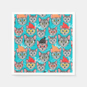 Serviette En Papier Chat dans le casquette (Devant)