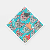 Serviette En Papier Chat dans le casquette (Coin)