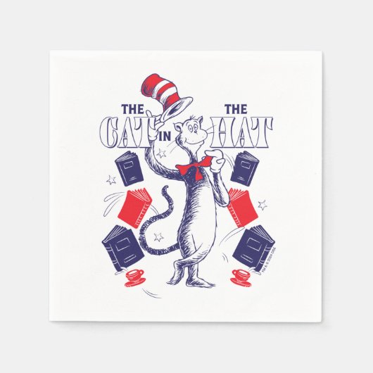 Serviette En Papier Chat dans le Casquette | Lecture de livres (Devant)