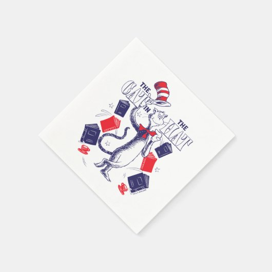 Serviette En Papier Chat dans le Casquette | Lecture de livres (Coin)