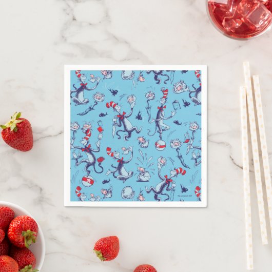 Serviette En Papier Chat Dans Le Casquette | Motif bleu (En situation)