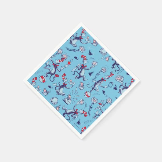 Serviette En Papier Chat Dans Le Casquette | Motif bleu (Coin)