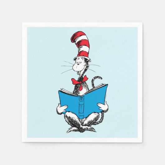 Serviette En Papier Chat dans le Chapeau Lecture (Devant)