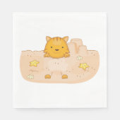 Serviette En Papier Chat Dans Le Sable (Devant)