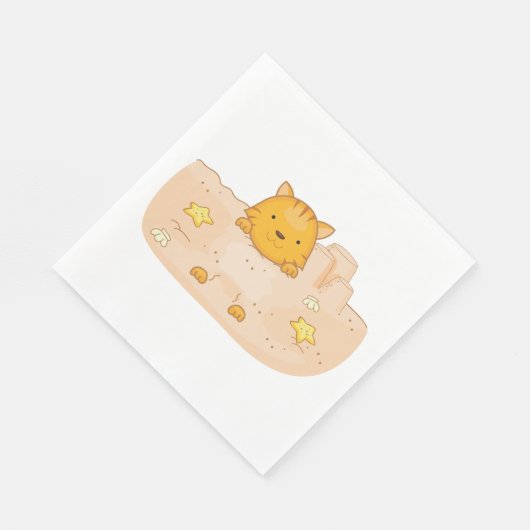 Serviette En Papier Chat Dans Le Sable (Coin)