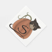 Serviette En Papier Chat Dans Un Citrouille (Coin)