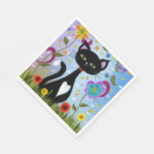 Serviette En Papier Chat Dans Un Jardin Art Abstrait (Coin)