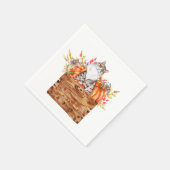 Serviette En Papier Chat d'automne et citrouilles en boîte (Coin)