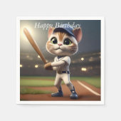 Serviette En Papier Chat de baseball drôle en 3D, (Devant)