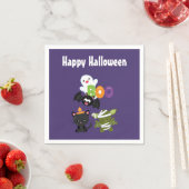 Serviette En Papier Chat de Cute Halloween, bat, mummy et ghost (En situation)
