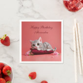 Serviette En Papier Chat de janvier mignon avec oeillets (En situation)