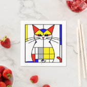 Serviette En Papier Chat de Mondrian (En situation)