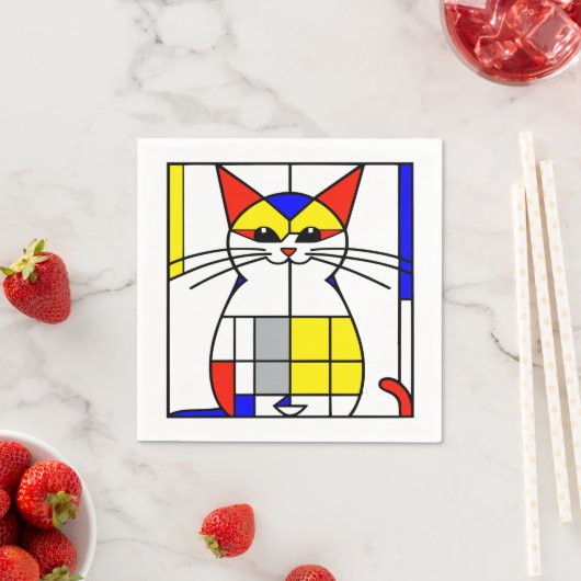 Serviette En Papier Chat de Mondrian (En situation)
