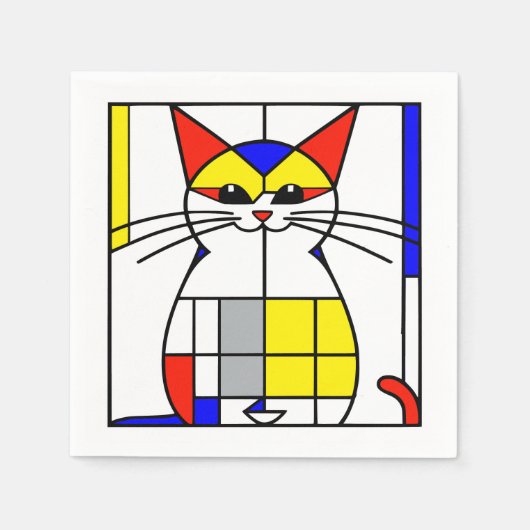 Serviette En Papier Chat de Mondrian (Devant)