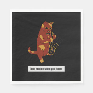 Serviette En Papier Chat de musique saxophone