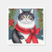Serviette En Papier Chat de Noël (Devant)