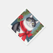 Serviette En Papier Chat de Noël (Coin)