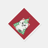 Serviette En Papier chat de Noël (Coin)