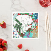 Serviette En Papier Chat de Noël blanc (En situation)