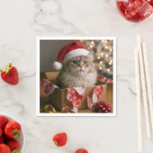 Serviette En Papier Chat de Noël dans une boîte (En situation)