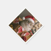 Serviette En Papier Chat de Noël dans une boîte (Coin)