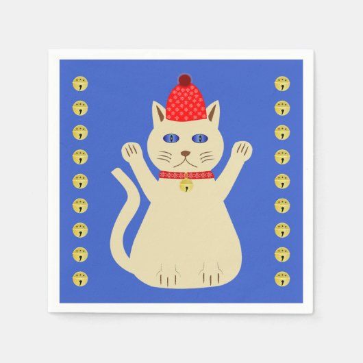 Serviette En Papier Chat de Noël mignon (Devant)