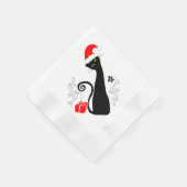Serviette En Papier Chat de Noël noir stylisé à Santa Hat (Coin)
