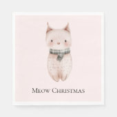 Serviette En Papier Chat de Noël rose vif (Devant)