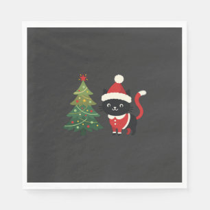 Serviette En Papier Chat de Noël Santa Arbre Vecteur