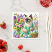 Serviette En Papier Chat de Pâques avec oeufs serviettes (En situation)