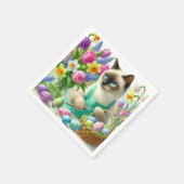 Serviette En Papier Chat de Pâques avec oeufs serviettes (Coin)