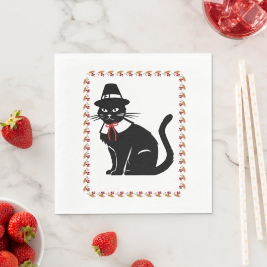 Serviette En Papier Chat de pèlerin T-shirt surdimensionné (En situation)