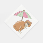 Serviette En Papier Chat de plage avec parapluie rose et vert (Coin)