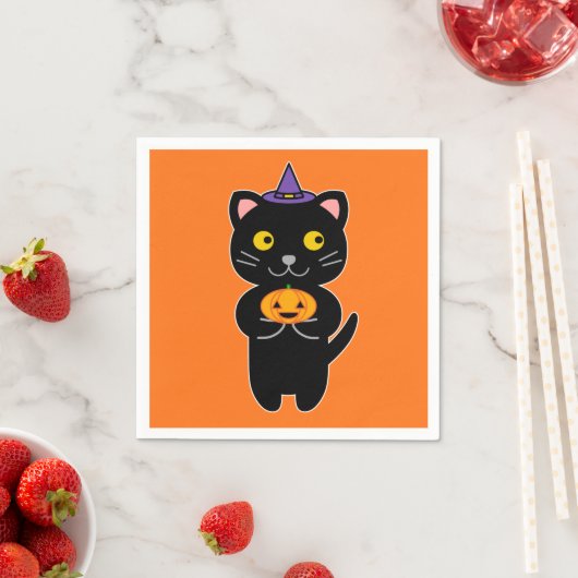 Serviette En Papier Chat d'Halloween (En situation)