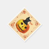 Serviette En Papier Chat d'Halloween en Coussin Citrouille (Coin)