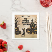Serviette En Papier Chat d'Halloween et Maison hantée (En situation)