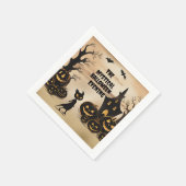 Serviette En Papier Chat d'Halloween et Maison hantée (Coin)