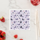 Serviette En Papier Chat d'Halloween mignonne violet (En situation)
