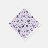 Serviette En Papier Chat d'Halloween mignonne violet (Coin)