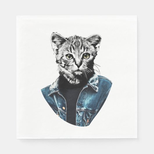 Serviette En Papier Chat drôle (Devant)