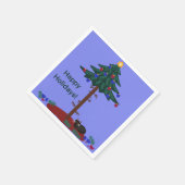 Serviette En Papier Chat drôle avec arbre de Noël (Coin)
