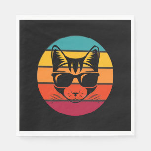 Serviette En Papier Chat drôle avec lunettes