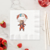 Serviette En Papier Chat drôle de parachutisme (En situation)