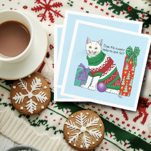 Serviette En Papier Chat drôle moche de Noël