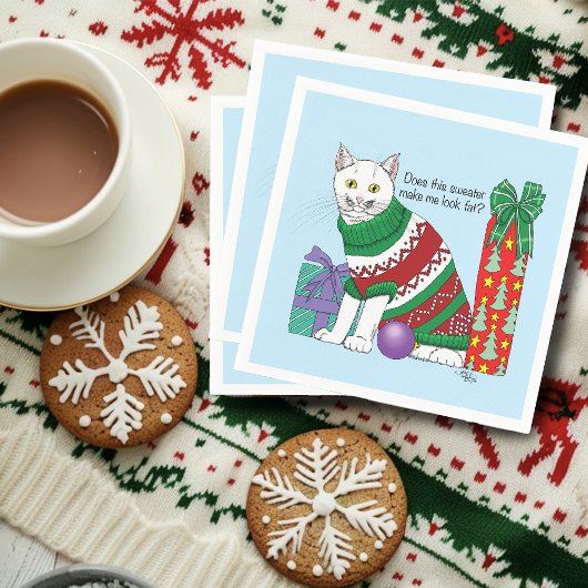 Serviette En Papier Chat drôle moche de Noël