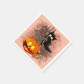 Serviette En Papier Chat effrayé par Citrouille Fun Halloween caractèr (Coin)