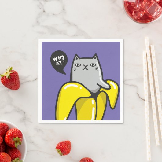 Serviette En Papier Chat en banane (En situation)